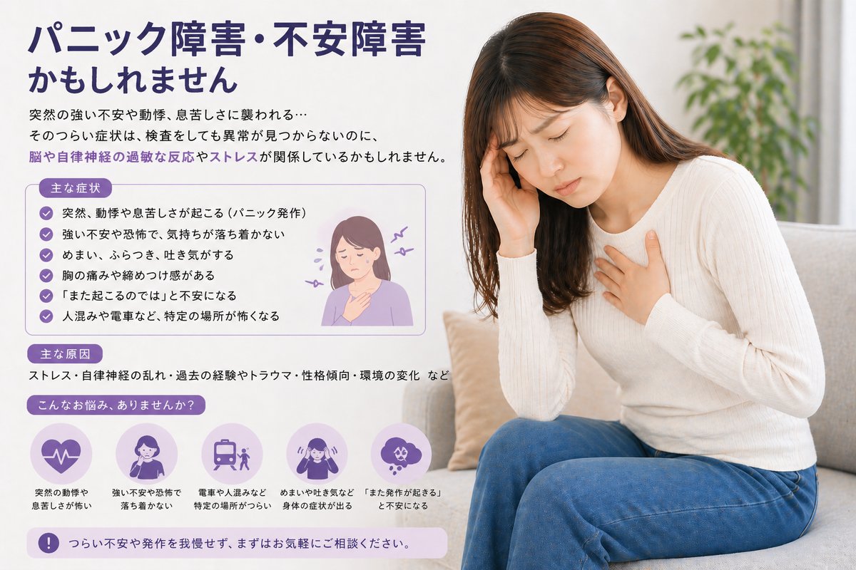 パニック障害・不安障害の症状チェックリスト