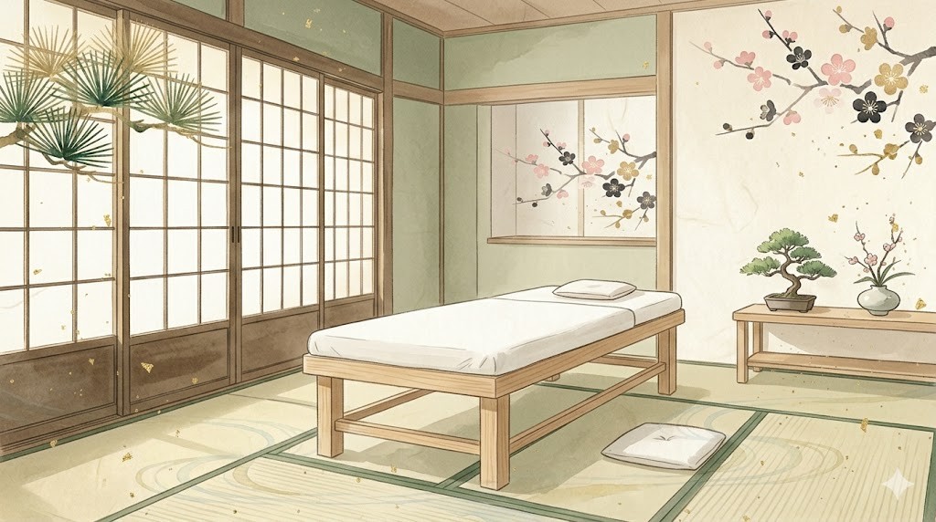 和室の施術ベッドのイラスト