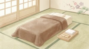施術レポートのイラスト（和室の施術ベッド）