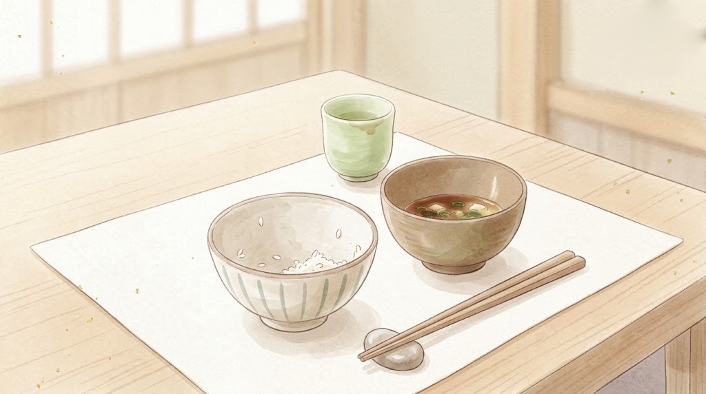 機能性ディスペプシアのイメージ(食べきれなかったご飯と味噌汁)