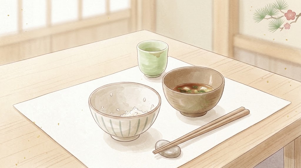 機能性ディスペプシアのイメージ(食べきれなかったご飯と味噌汁)